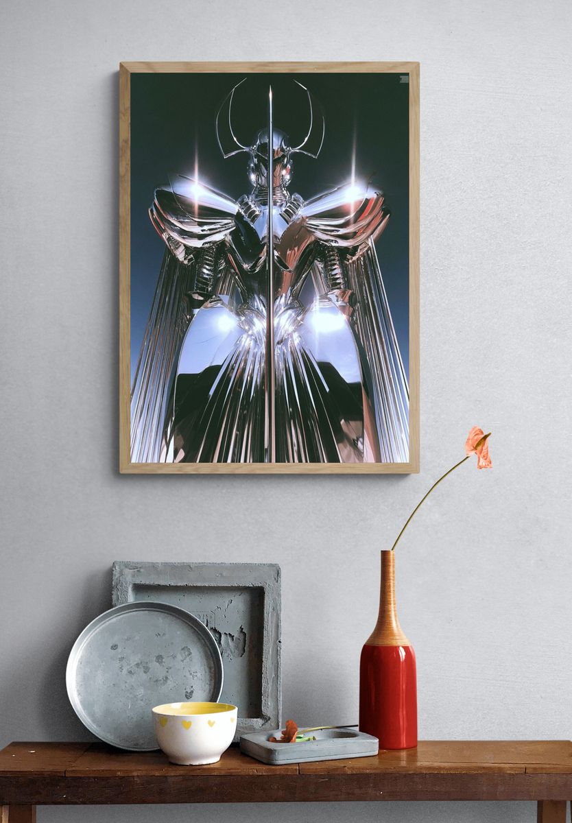 Chrome Futurist Figure Poster. — room view 3