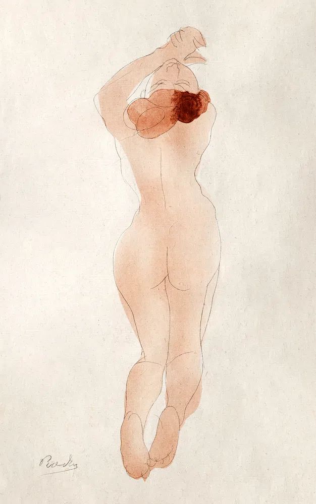 Naked woman showing her bum. poster — fine-art art