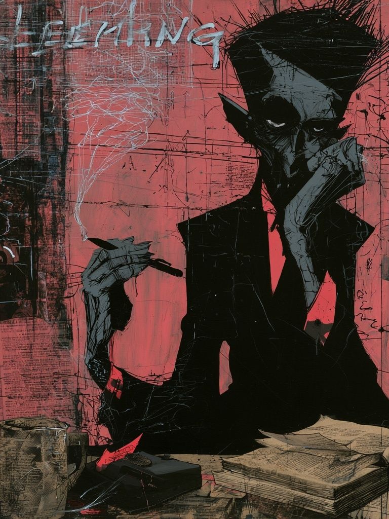 Noir Smoking Figure Street-Art Poster. poster — fine-art art