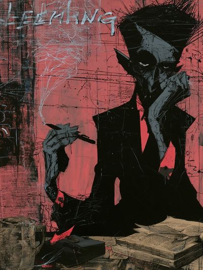 Noir Smoking Figure Street-Art Poster. poster