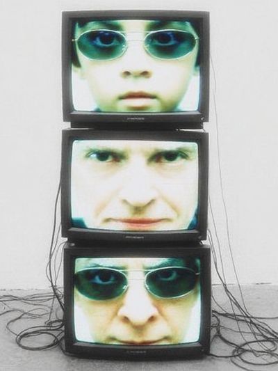 Stacked TV Faces Contemporary Print. poster print
