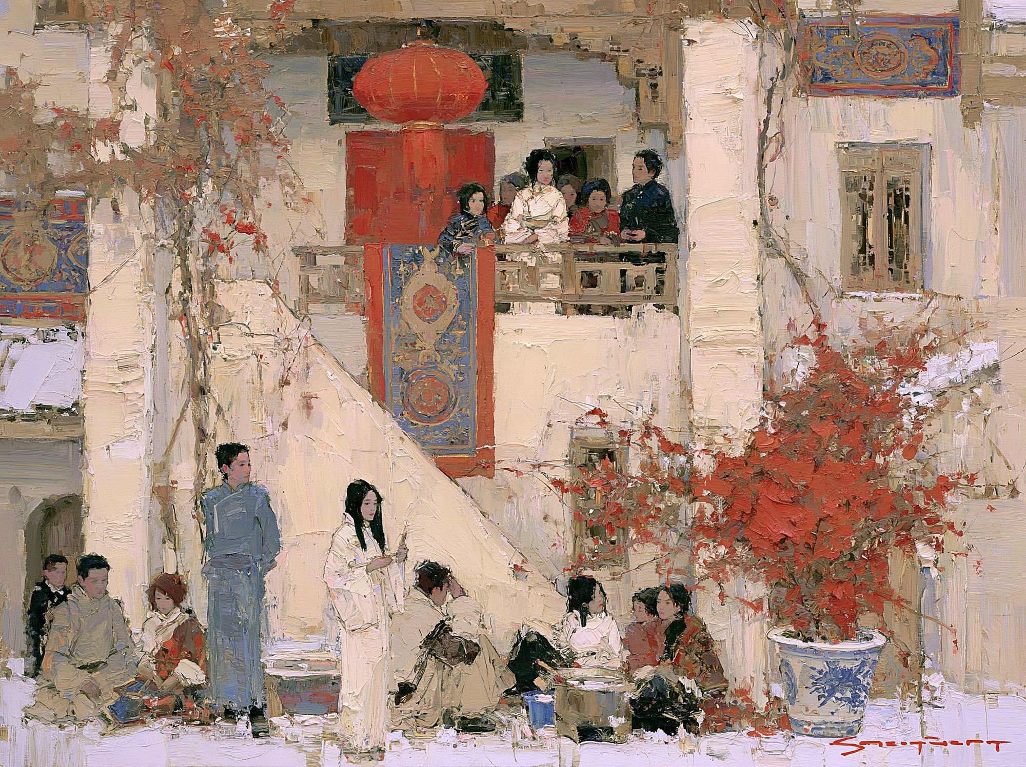 Chinese Courtyard Scene Fine-Art Print. poster detail