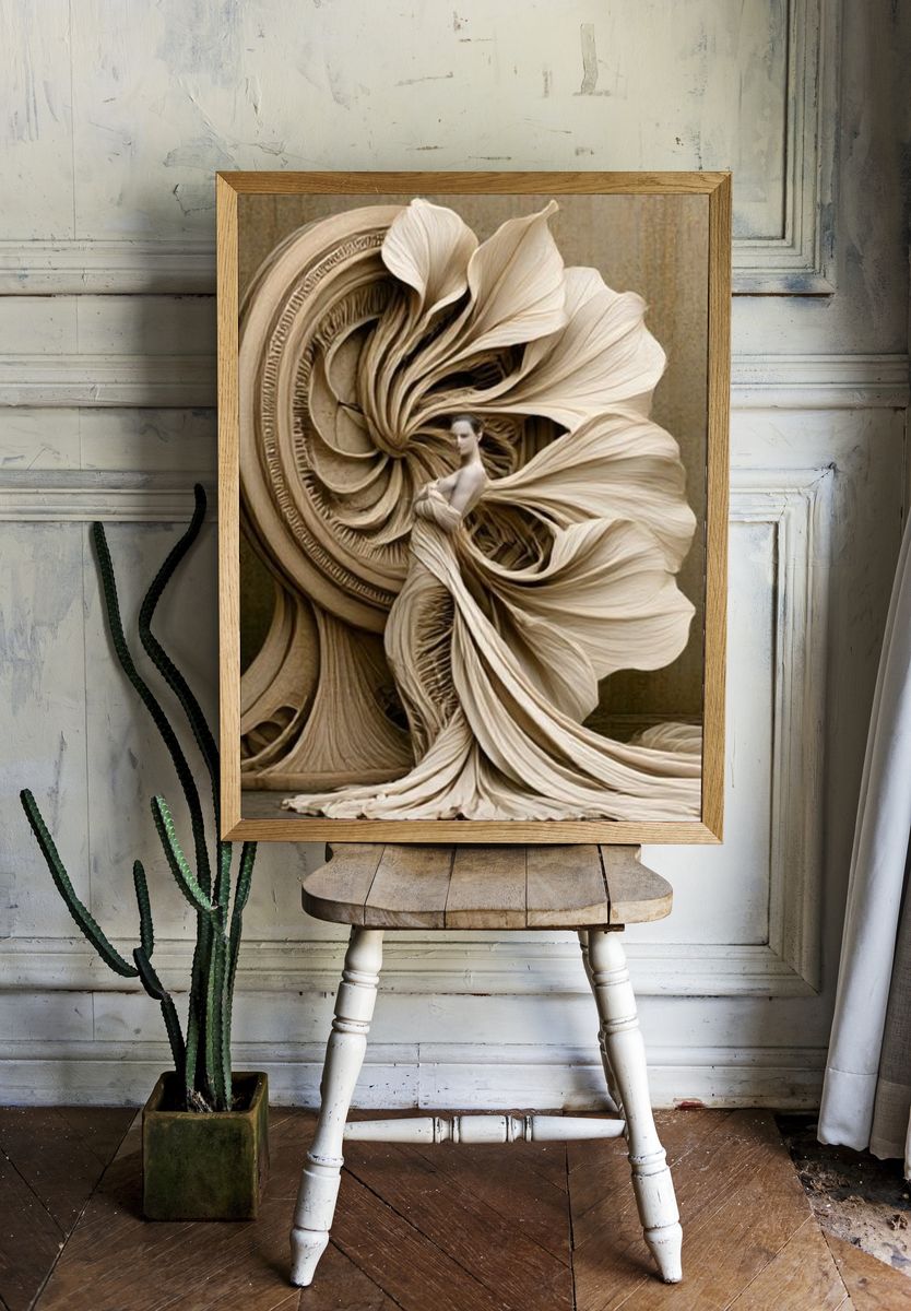 Surreal Beige Figure Fine-Art Poster. — room view 1