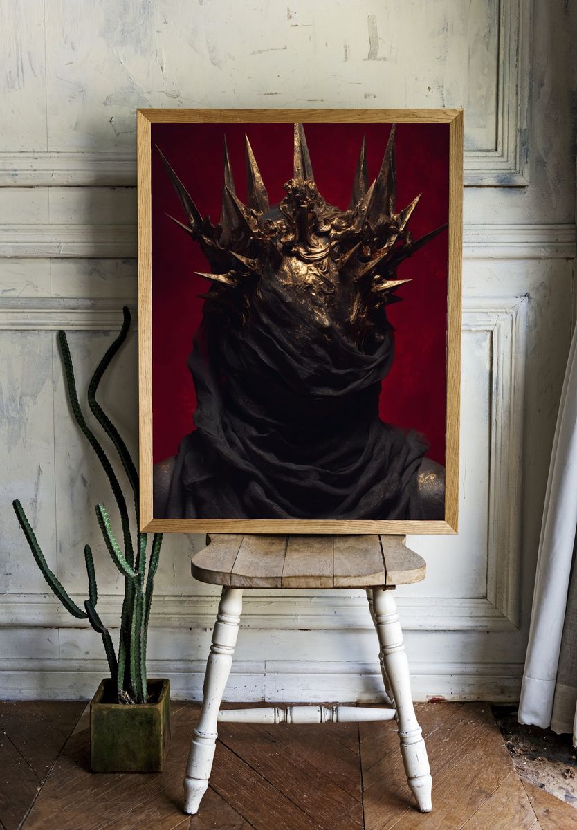 Crowned Dark Figure Surrealism Print room preview