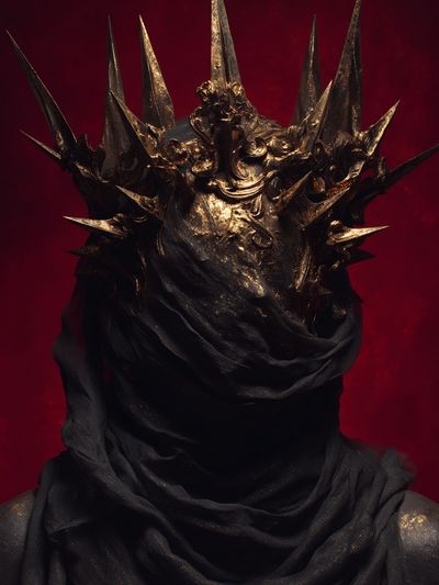 Crowned Dark Figure Surrealism Print.