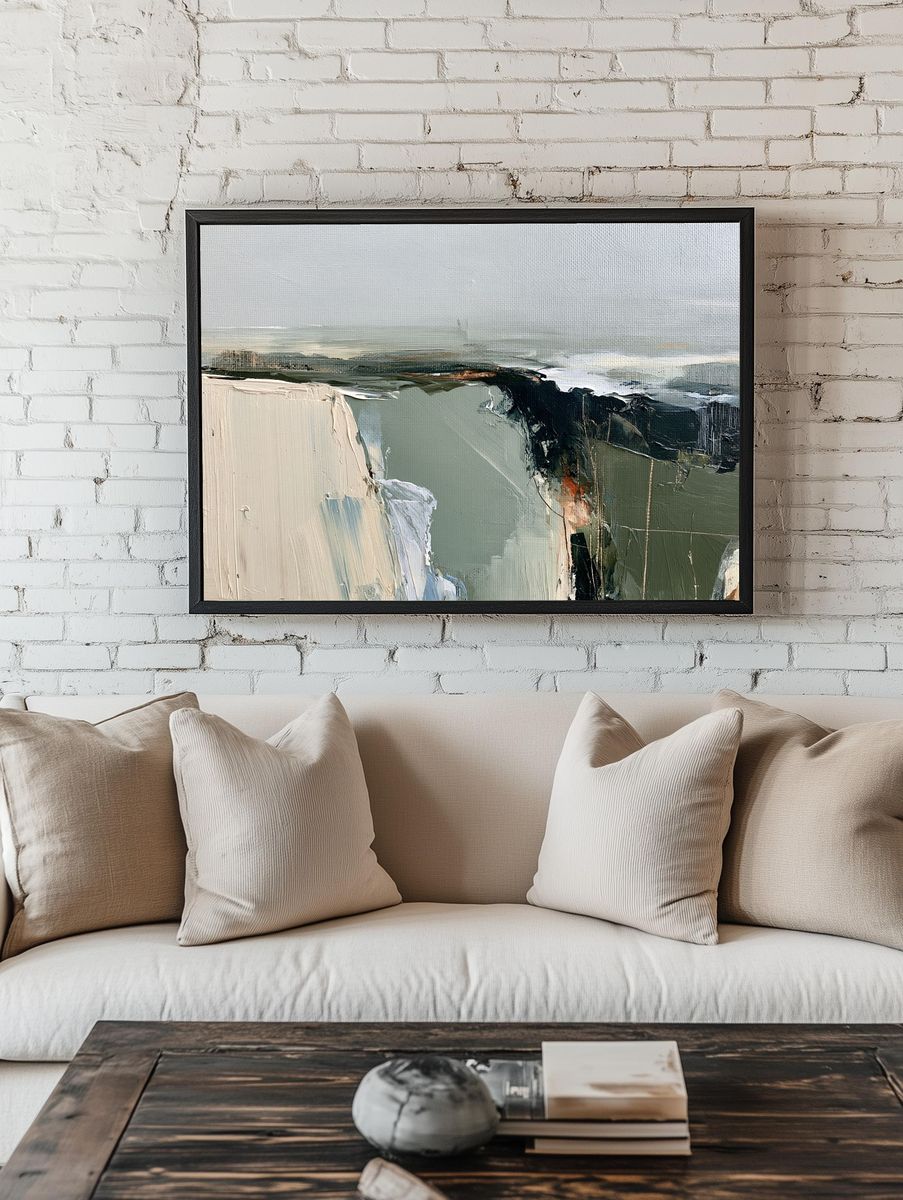 Coastal Cliff Abstract Print. — room view 1