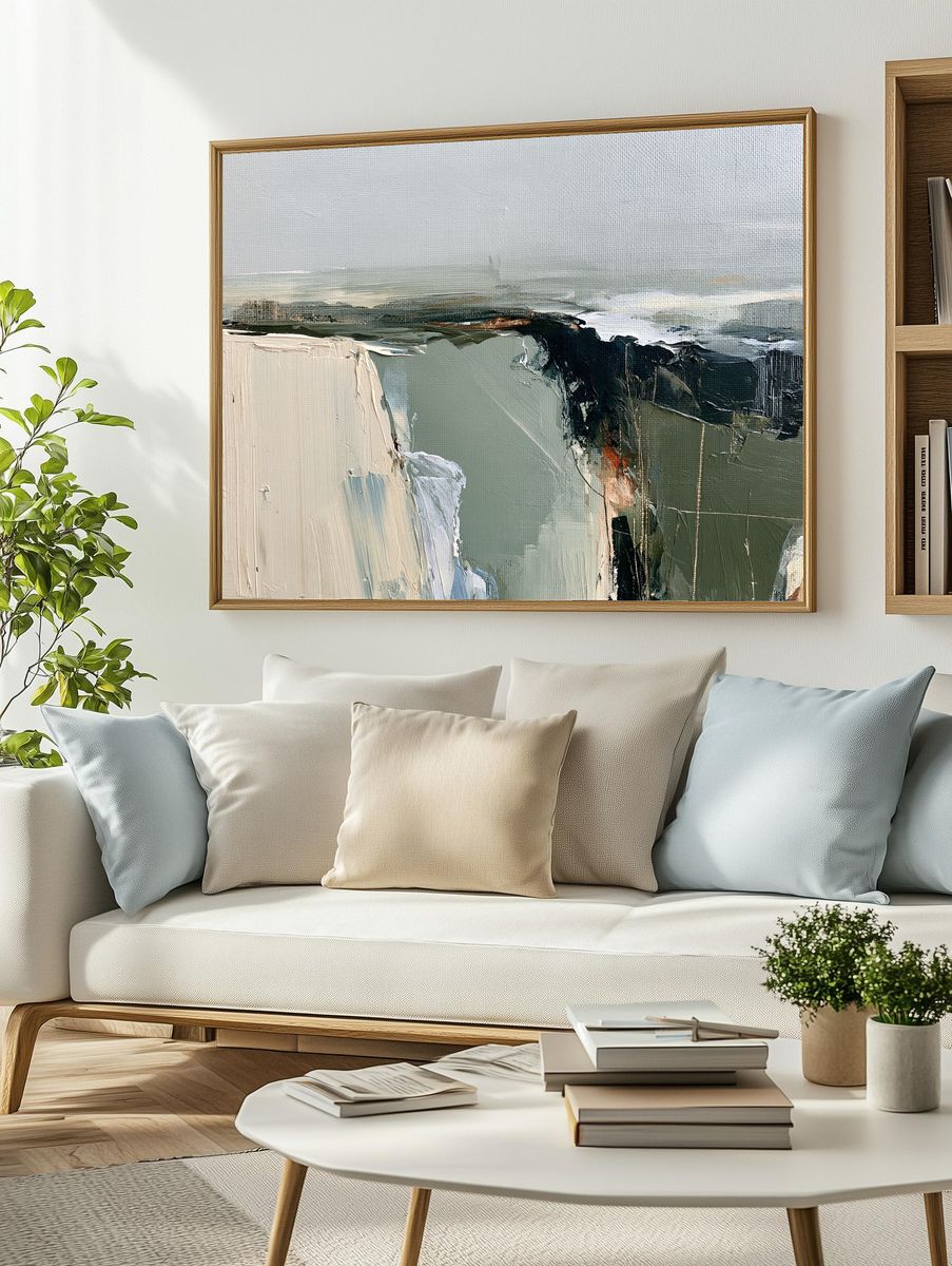 Coastal Cliff Abstract Print. — room view 2