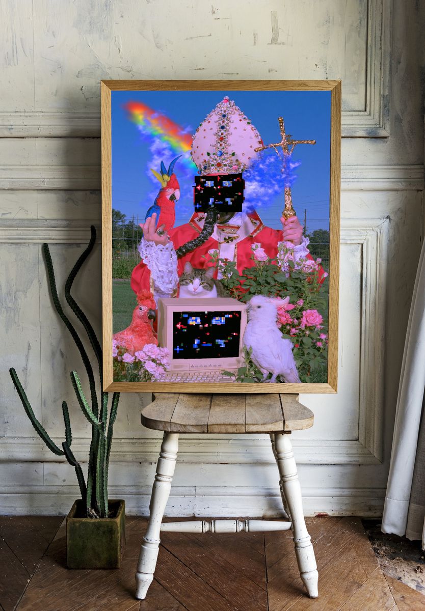 Surreal Papal Garden Poster. room preview