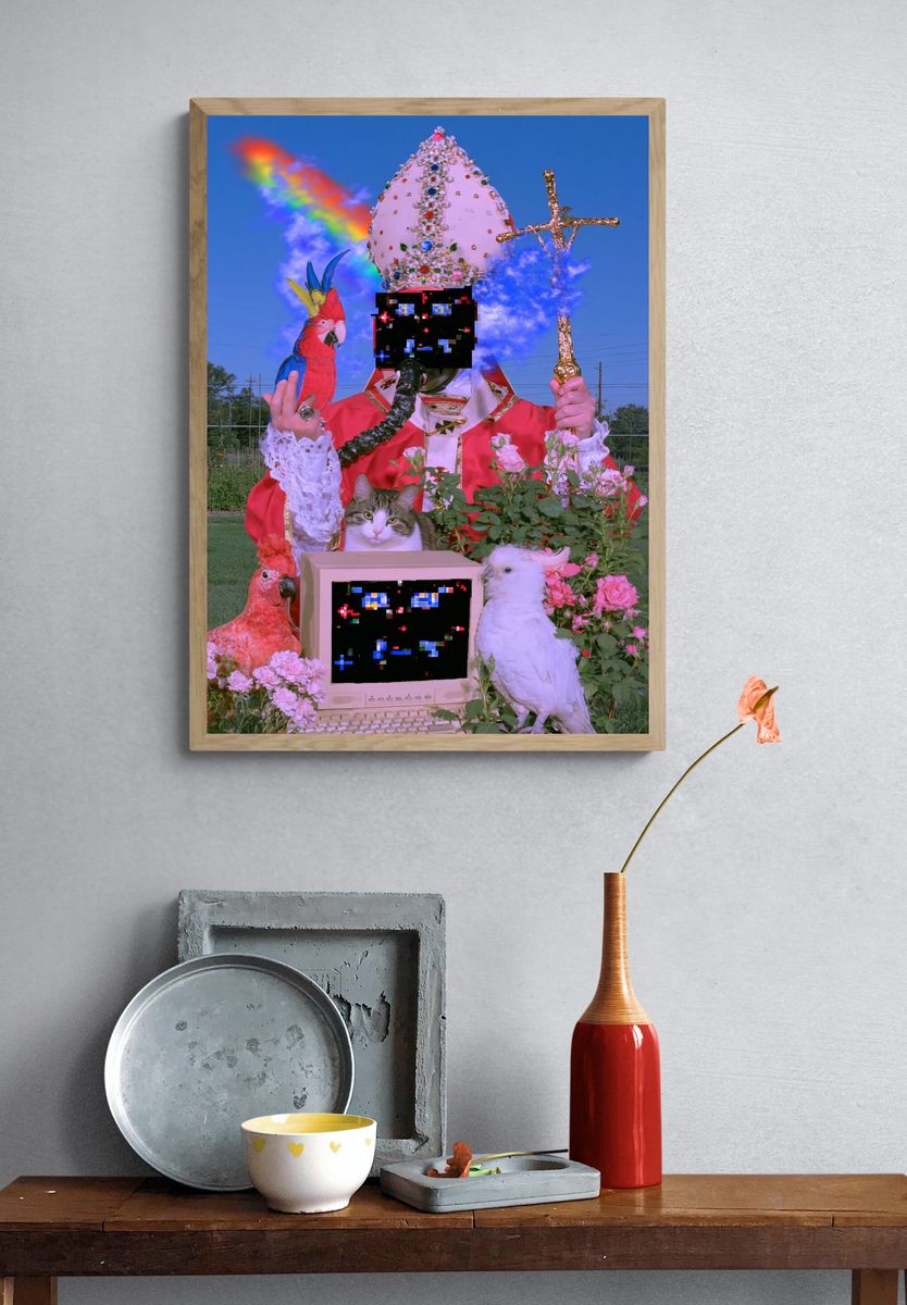 Surreal Papal Garden Poster. — room view 3
