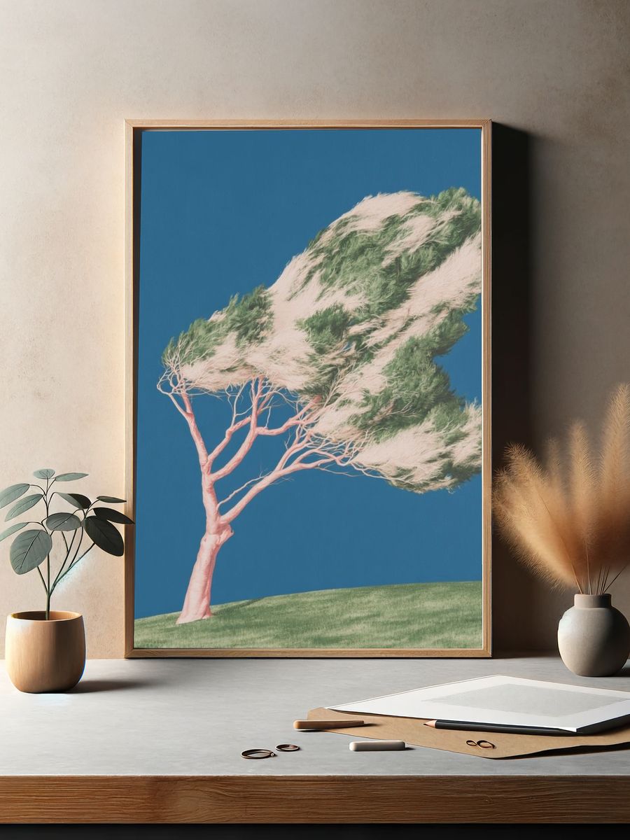 Windblown Tree Surrealism Print. — room view 2