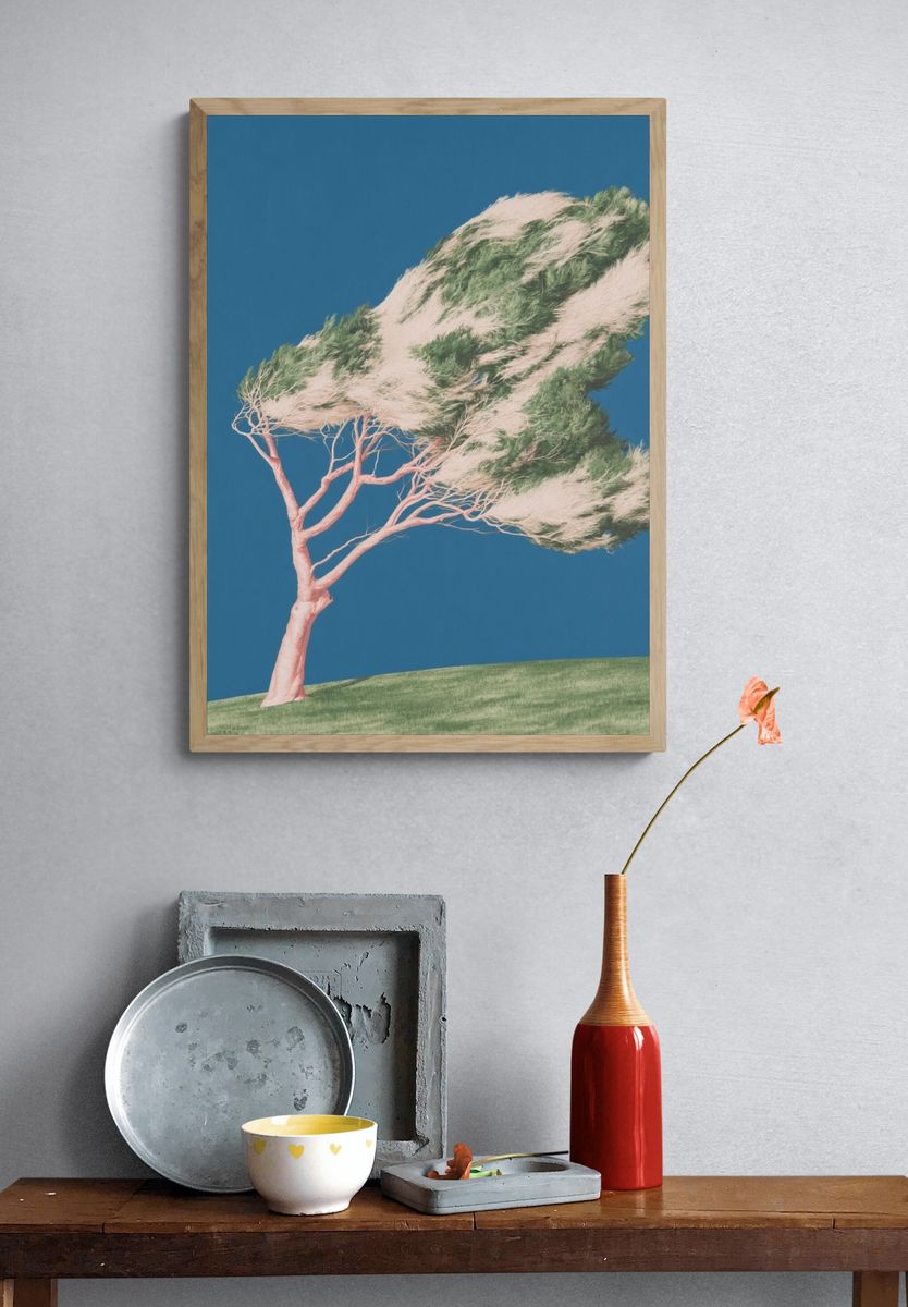 Windblown Tree Surrealism Print. — room view 3