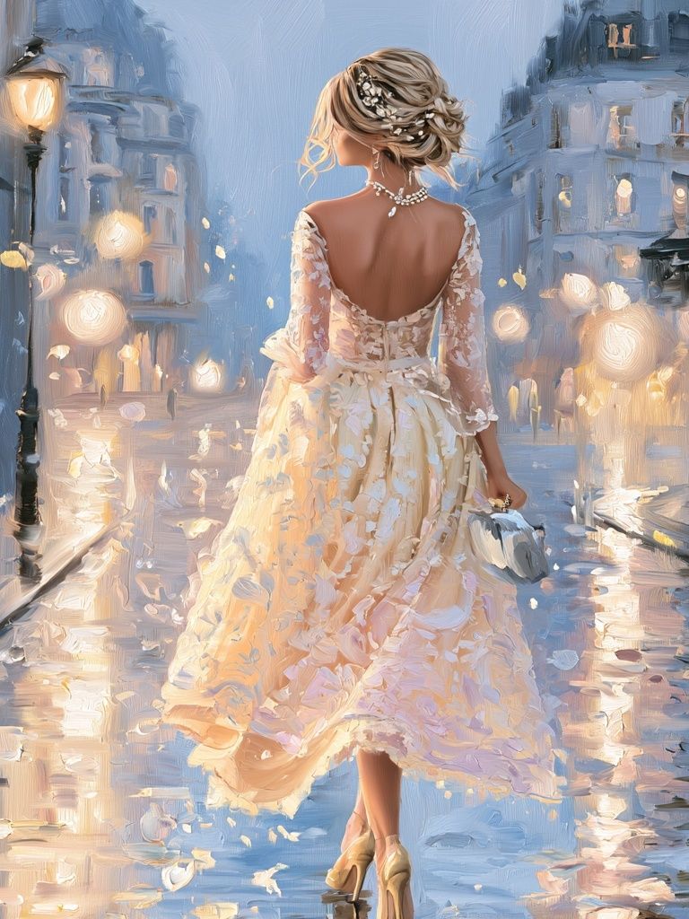 Elegant Evening Stroll Fine-Art Print. poster detail