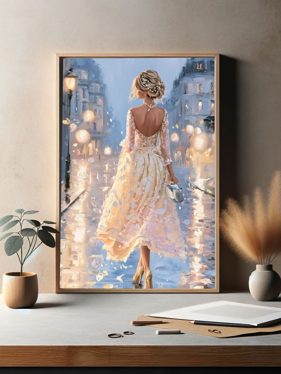 Elegant Evening Stroll Fine-Art Print. — room view 2