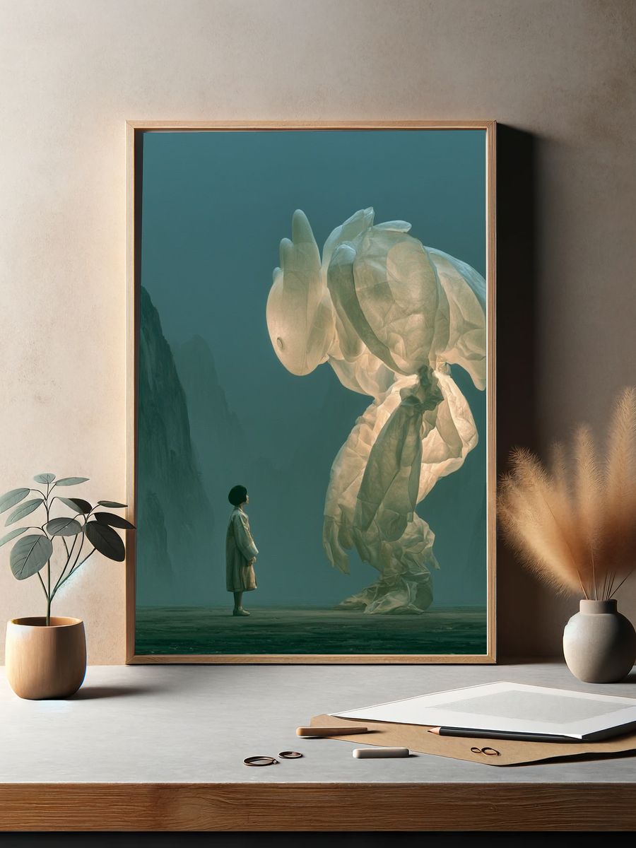 Dreamlike Giant Rabbit Surrealism Print. — room view 2