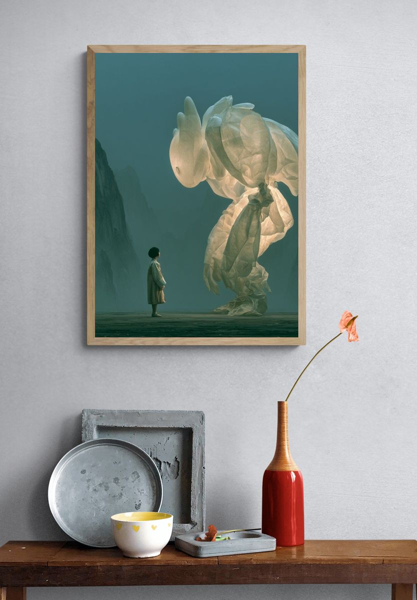 Dreamlike Giant Rabbit Surrealism Print. — room view 3