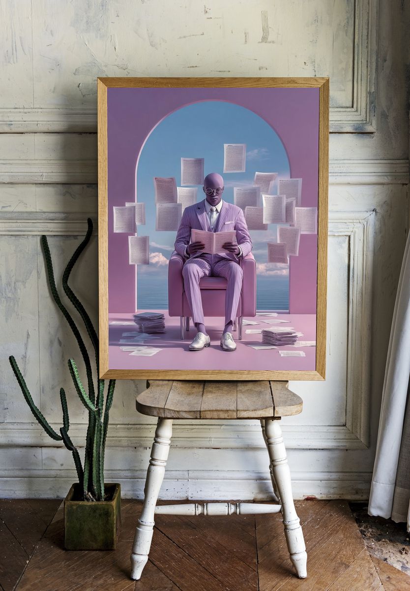 Lavender Reader Surrealism Poster room preview