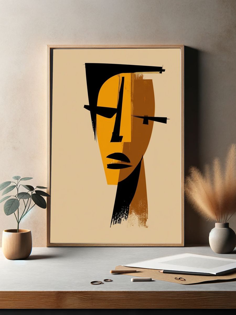 Abstract Face Minimalist Print. — room view 2