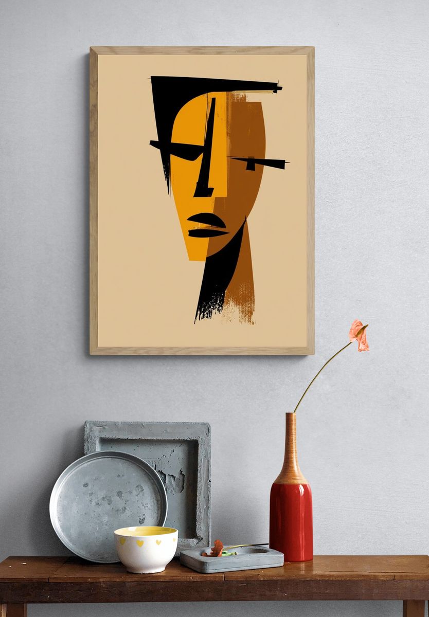 Abstract Face Minimalist Print. — room view 3