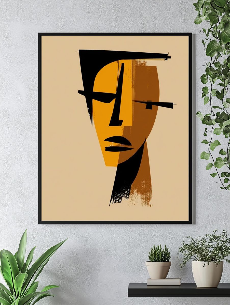 Abstract Face Minimalist Print. — room view 4
