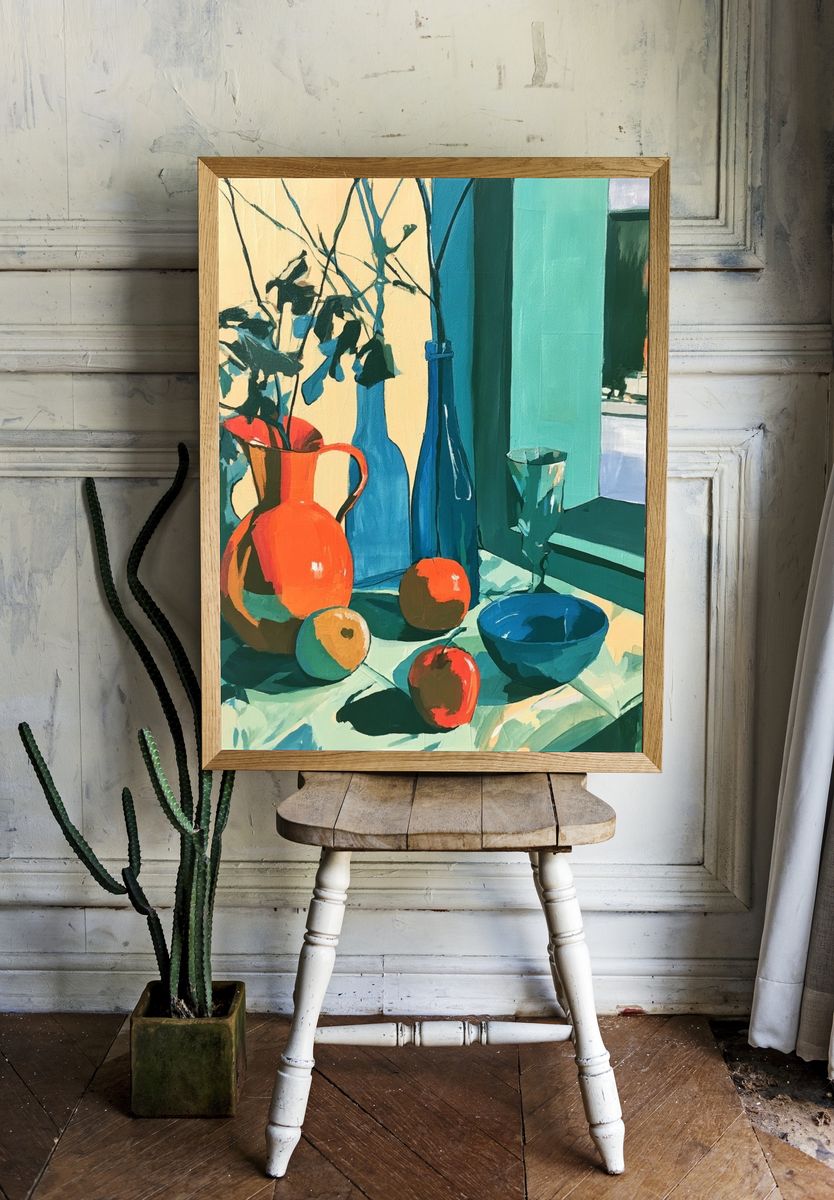 Sunlit Still Life — Contemporary Print. — room view 1