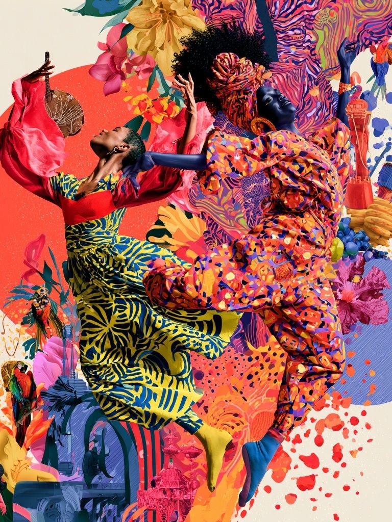 Afro Dancers Collage Poster. poster detail