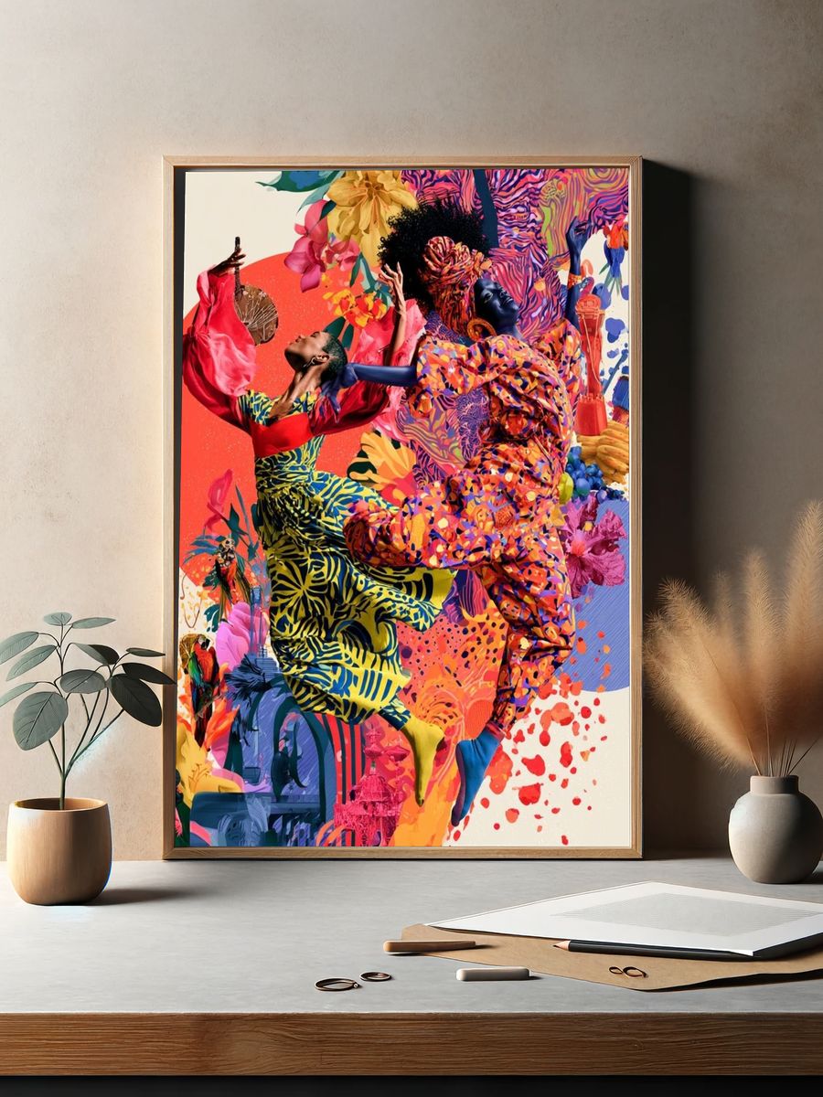 Afro Dancers Collage Poster. — room view 2