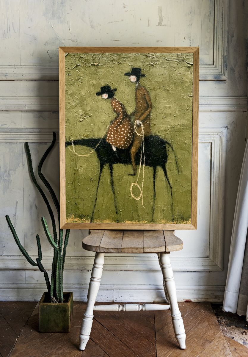 Cowboy Riders Contemporary Print. room preview