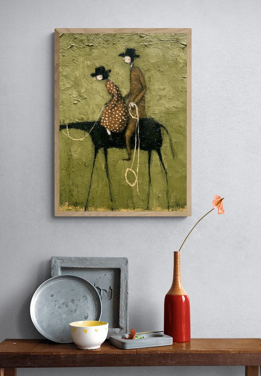 Cowboy Riders Contemporary Print. — room view 3