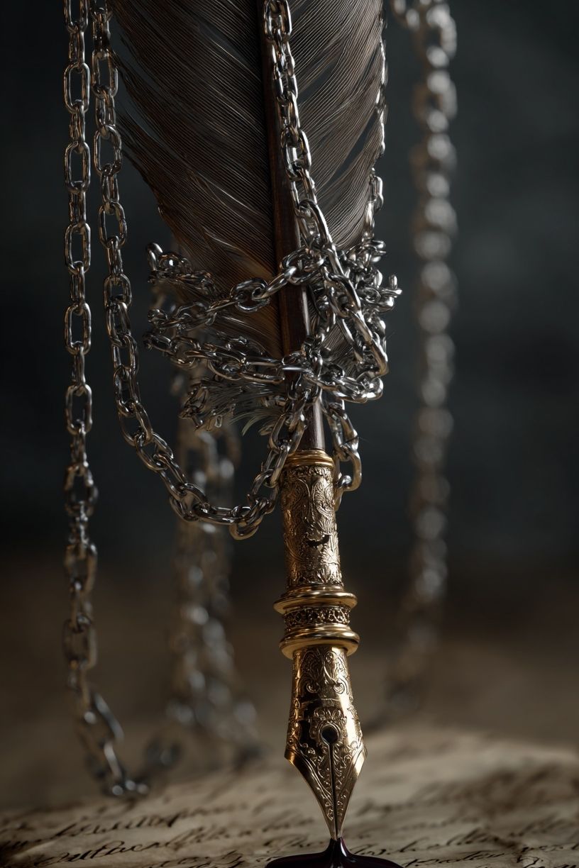 Quill and Chains Surrealism Print. poster detail