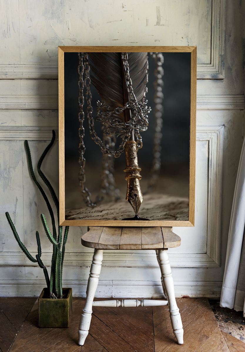 Quill and Chains Surrealism Print. room preview