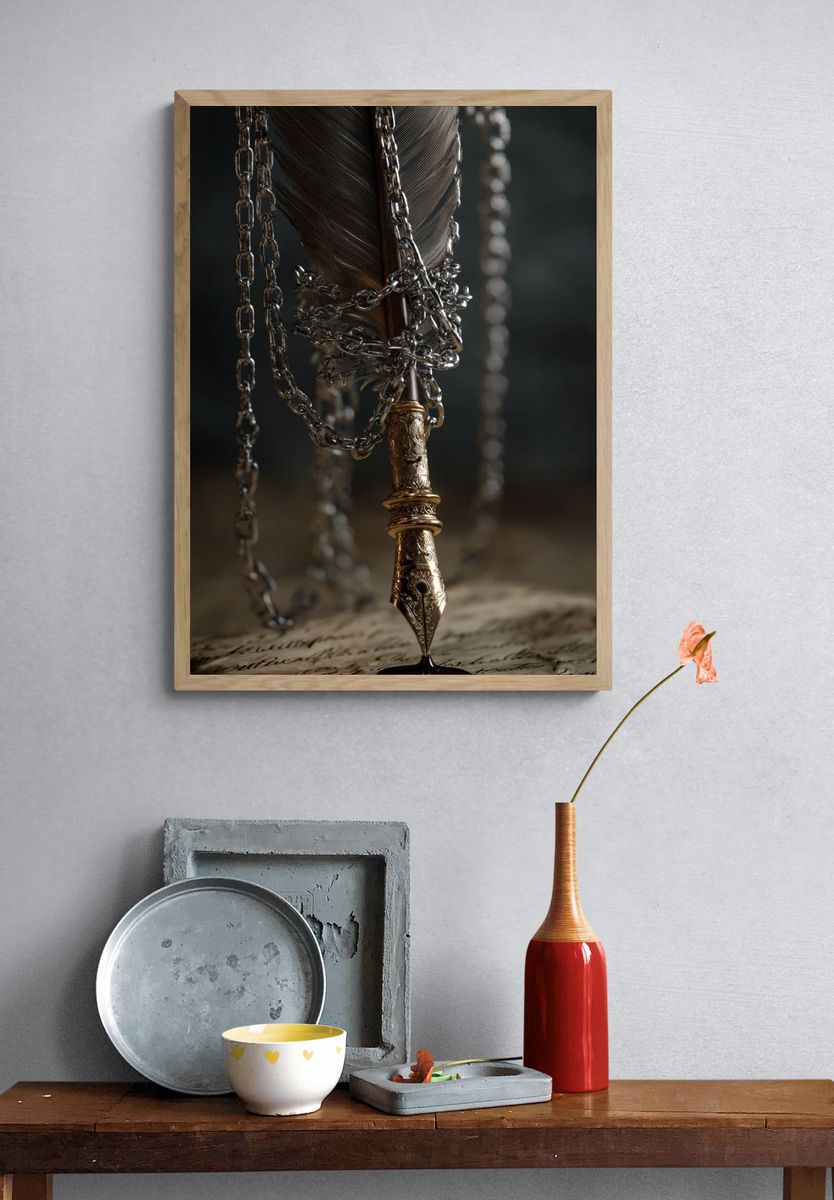 Quill and Chains Surrealism Print. — room view 3