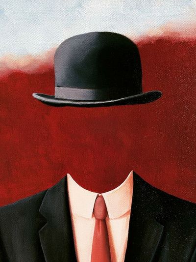 Headless Bowler Hat Surrealism Print. poster