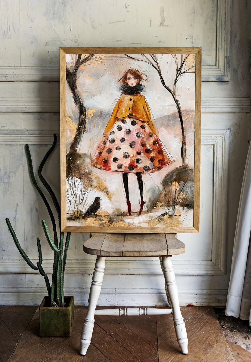 Girl in Autumn Forest Fine-Art Poster. — room view 1