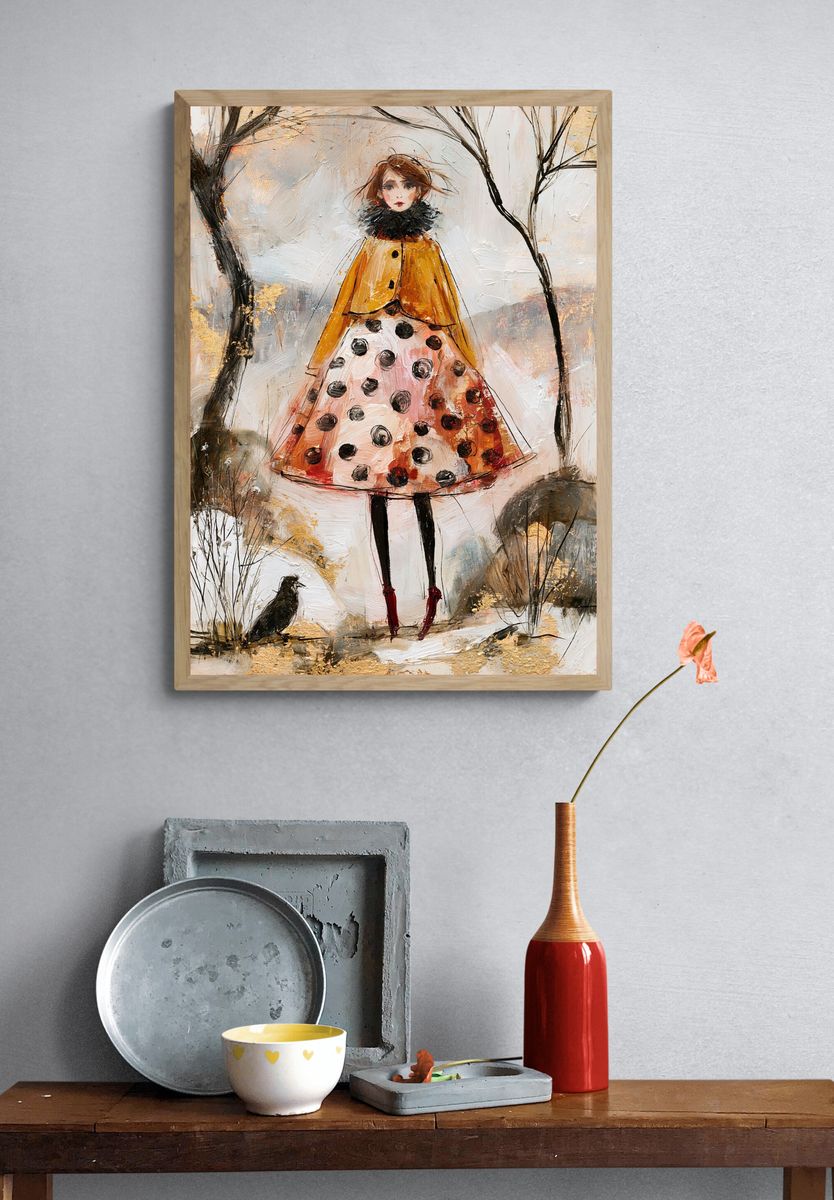 Girl in Autumn Forest Fine-Art Poster. — room view 3