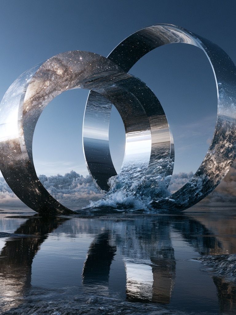 Cosmic Rings Surrealism Print. poster detail