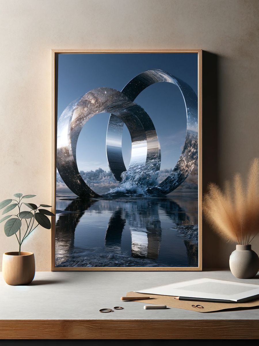 Cosmic Rings Surrealism Print. — room view 2