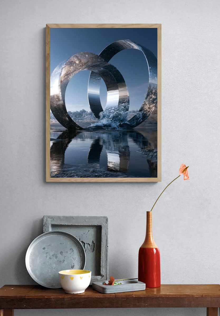 Cosmic Rings Surrealism Print. — room view 3