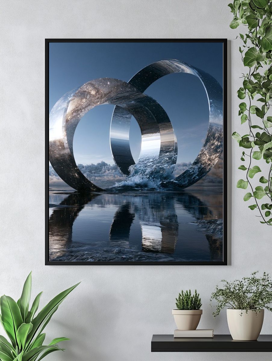 Cosmic Rings Surrealism Print. — room view 4