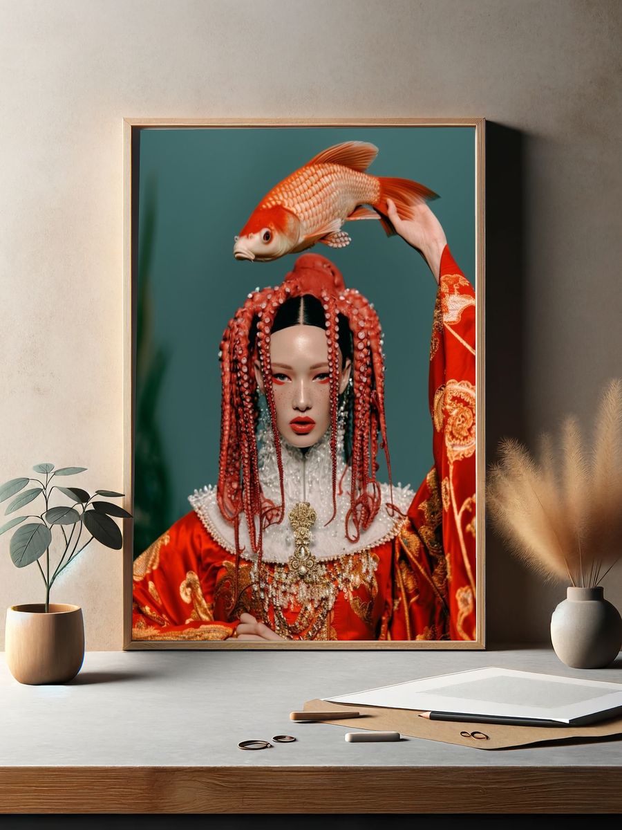 Octopus Portrait Fashion Poster. — room view 2