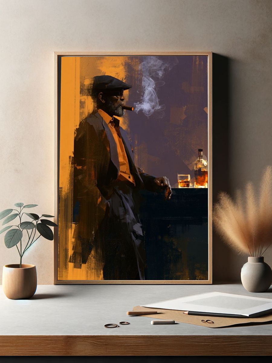 Cigar Lounge Portrait Print. — room view 2
