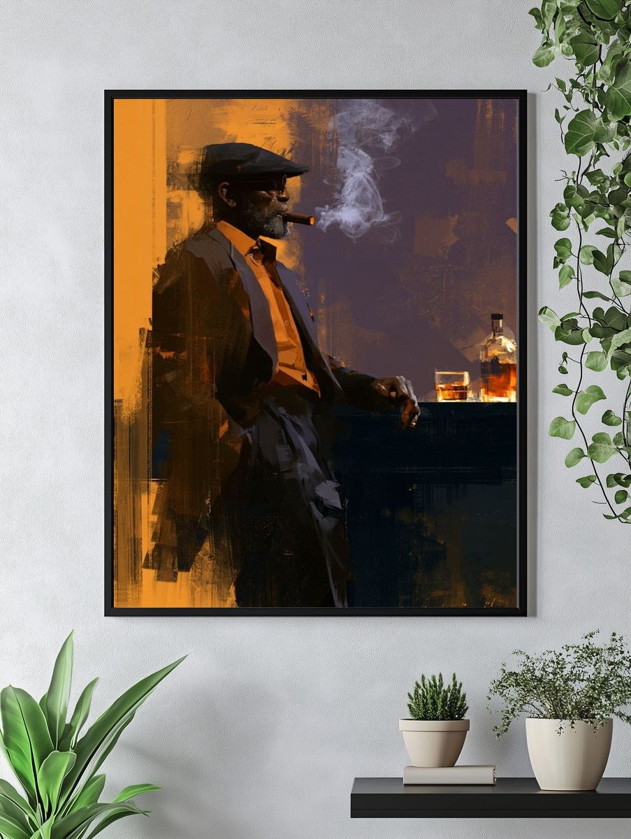 Cigar Lounge Portrait Print. — room view 4