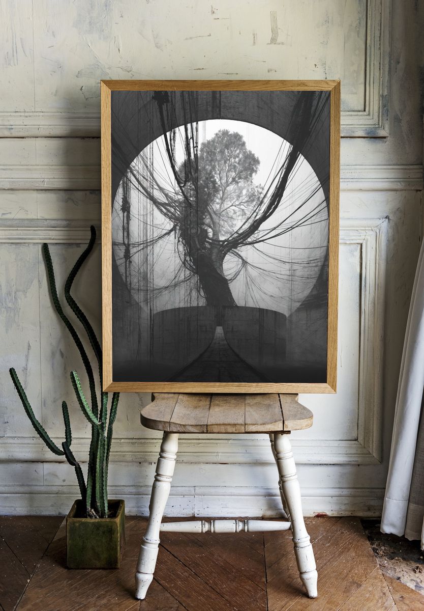 Surreal Tree Tunnel Print. — room view 1