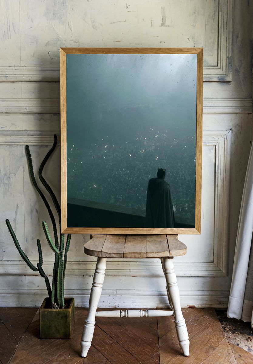Crowned Figure in Misty Arena Print. room preview