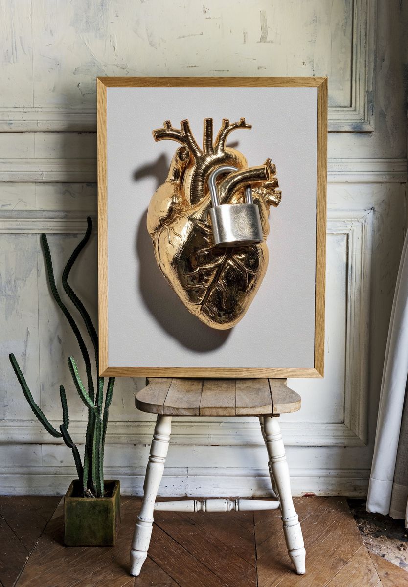 Locked Heart Surrealism Print. — room view 1