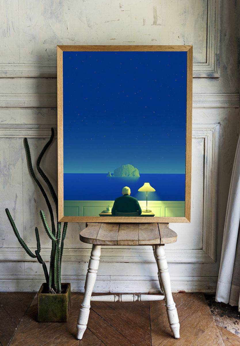 Solitary Seascape — Surrealism Print. room preview