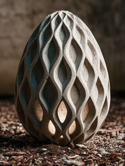 Textured Stone Egg Sculpture Print. poster