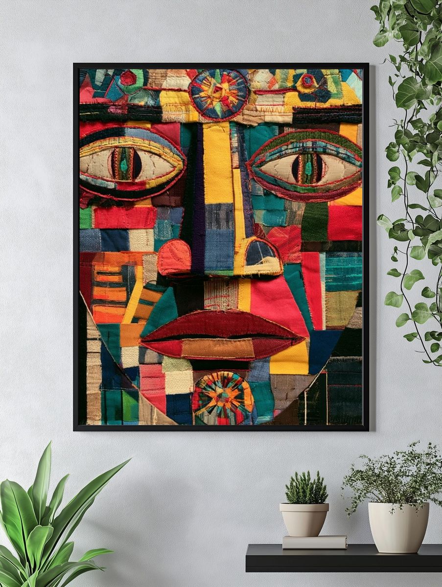 Patchwork Face Textile Poster. — room view 4
