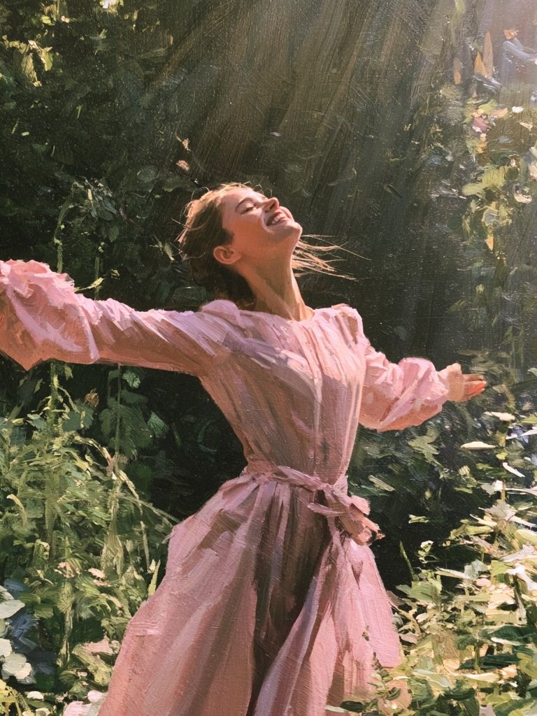 Sunlit Woman in Garden Fine-Art Poster. poster — fine-art art