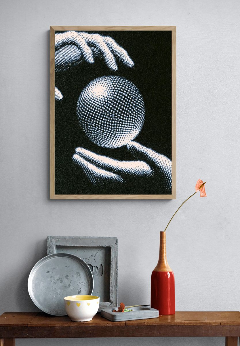 Hands Holding Crystal Ball Poster. — room view 3