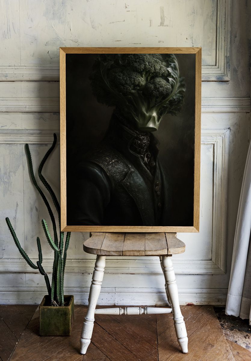 Broccoli Portrait — Surreal Print. room preview